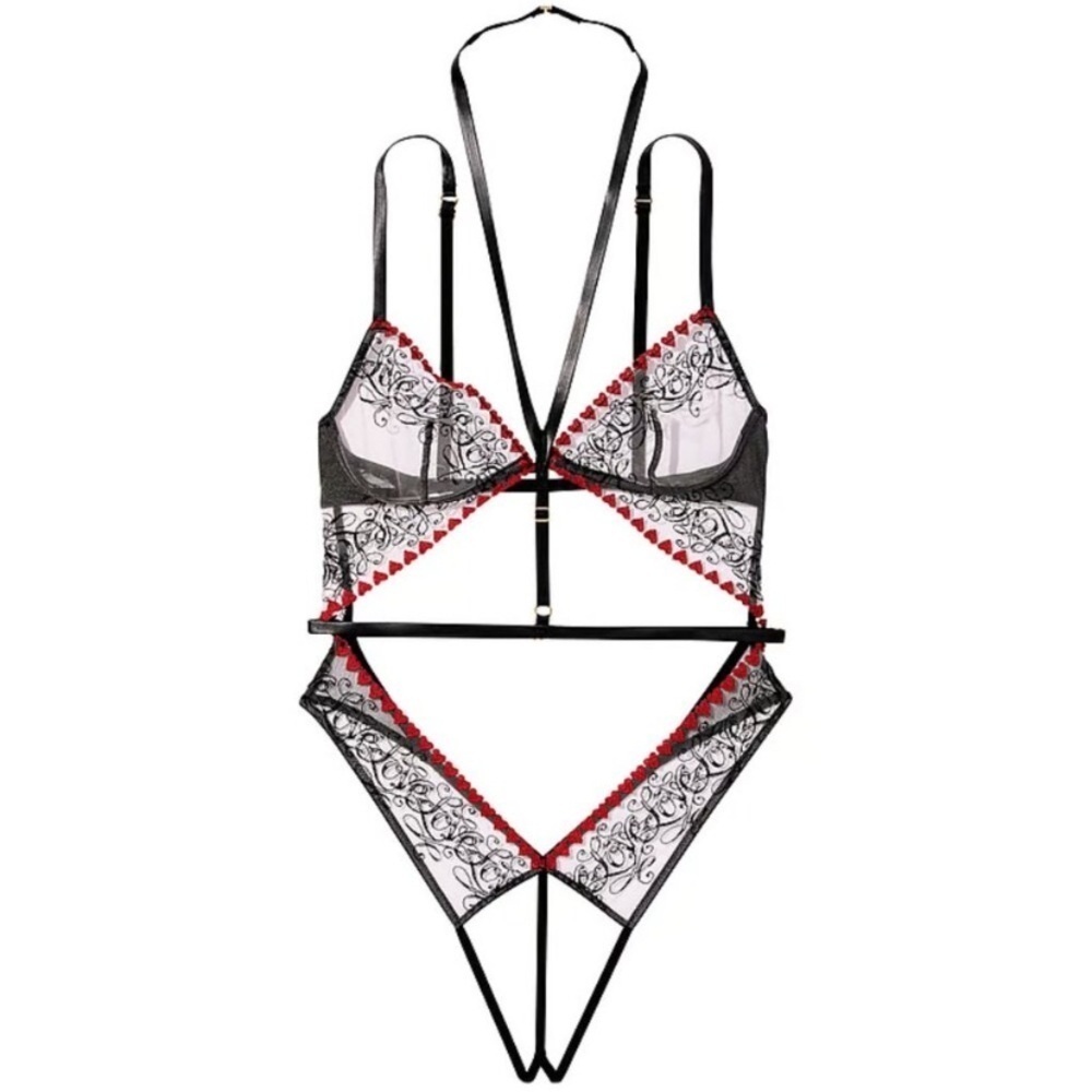 New! Victoria’s Secret Very Sexy Love Letters Cutout Harness Teddy 4322